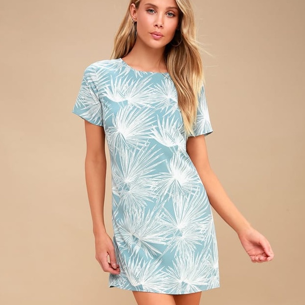 Lulus Cancun Calling Dusty Sage Print Shift Dress